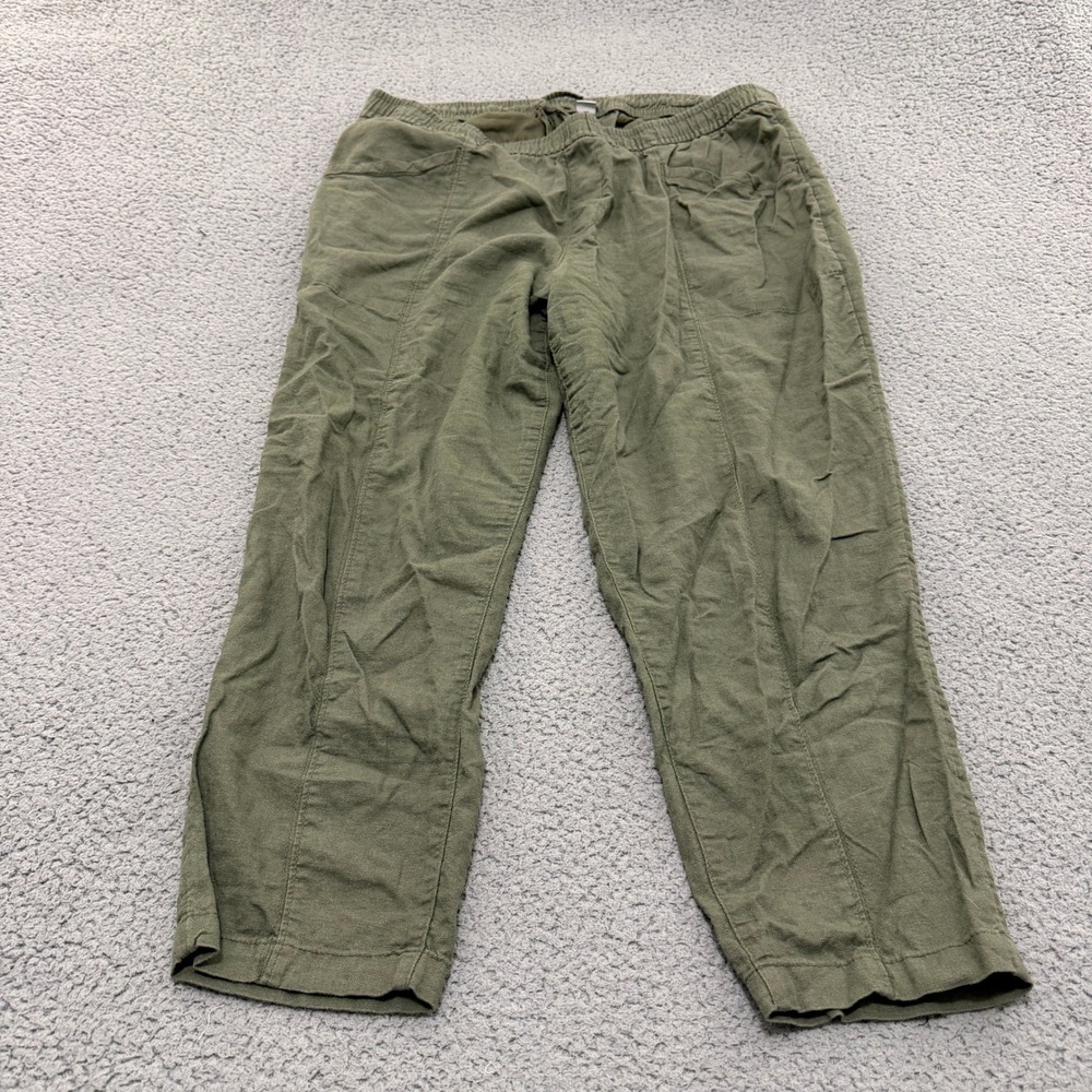 Old Navy Pants Womens XL Olive Green Linen Blend Elastic Drawstring Tapered